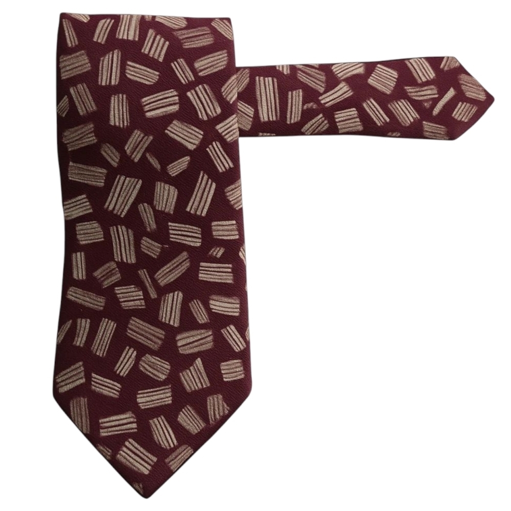GIORGIO ARMANI‎ Silk Wool Men Tie Ancient Madder Made In Italy Burgundy 58x3 VTG